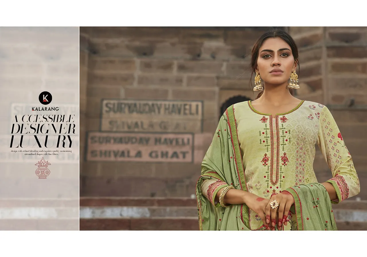 Kalarang Fashion Crystal Maslin Digital Embroidery Print Work Salwar Kameez