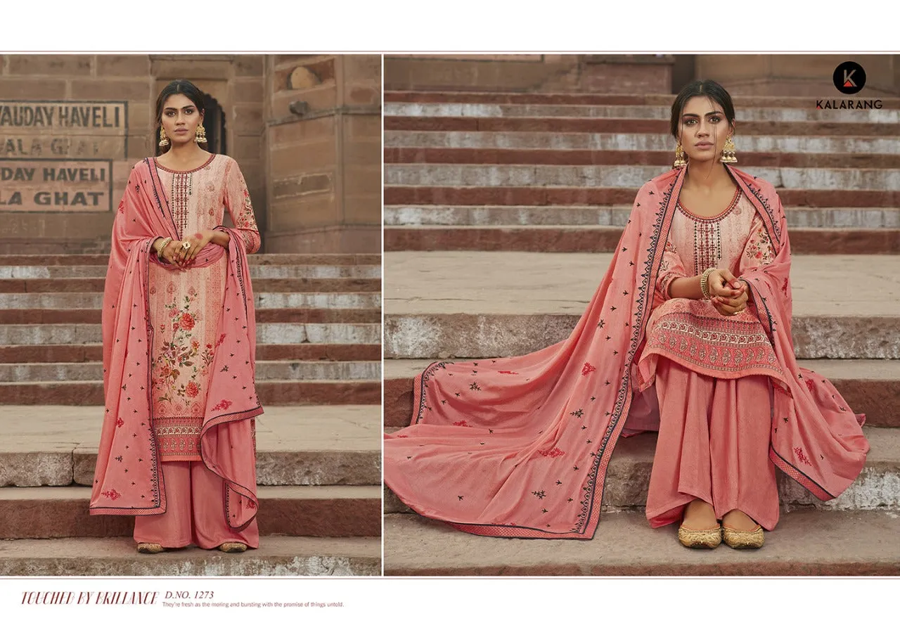 Kalarang Fashion Crystal Maslin Digital Embroidery Print Work Salwar Kameez