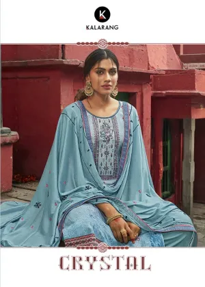Kalarang Fashion Crystal Maslin Digital Embroidery Print Work Salwar Kameez