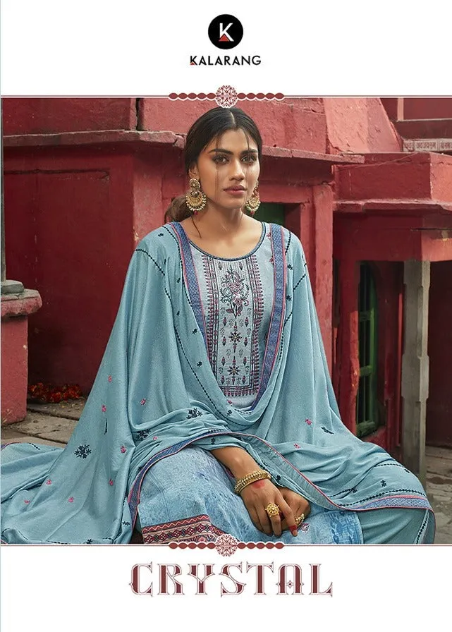 Kalarang Fashion Crystal Maslin Digital Embroidery Print Work Salwar Kameez