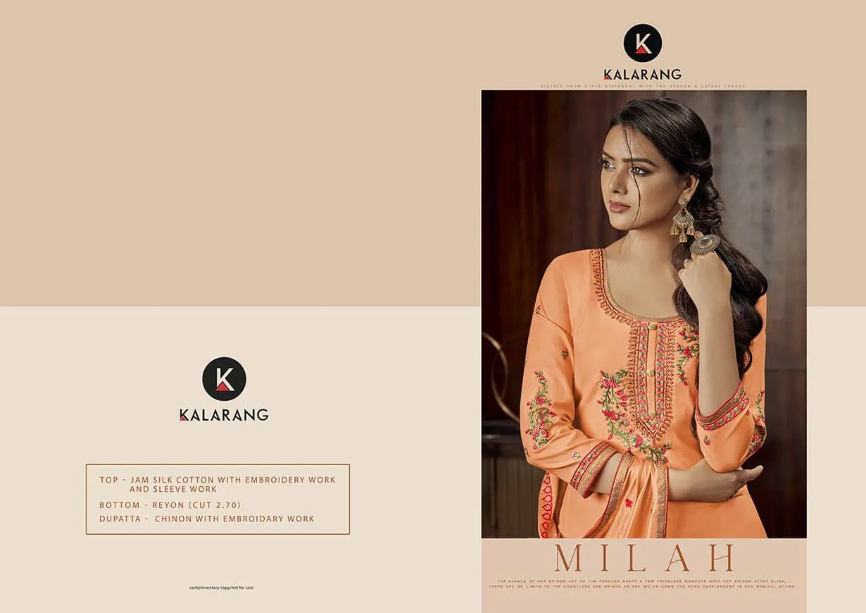 Kalarang Launched Milah Jam Silk Cotton Casual Wear Salwar Suits