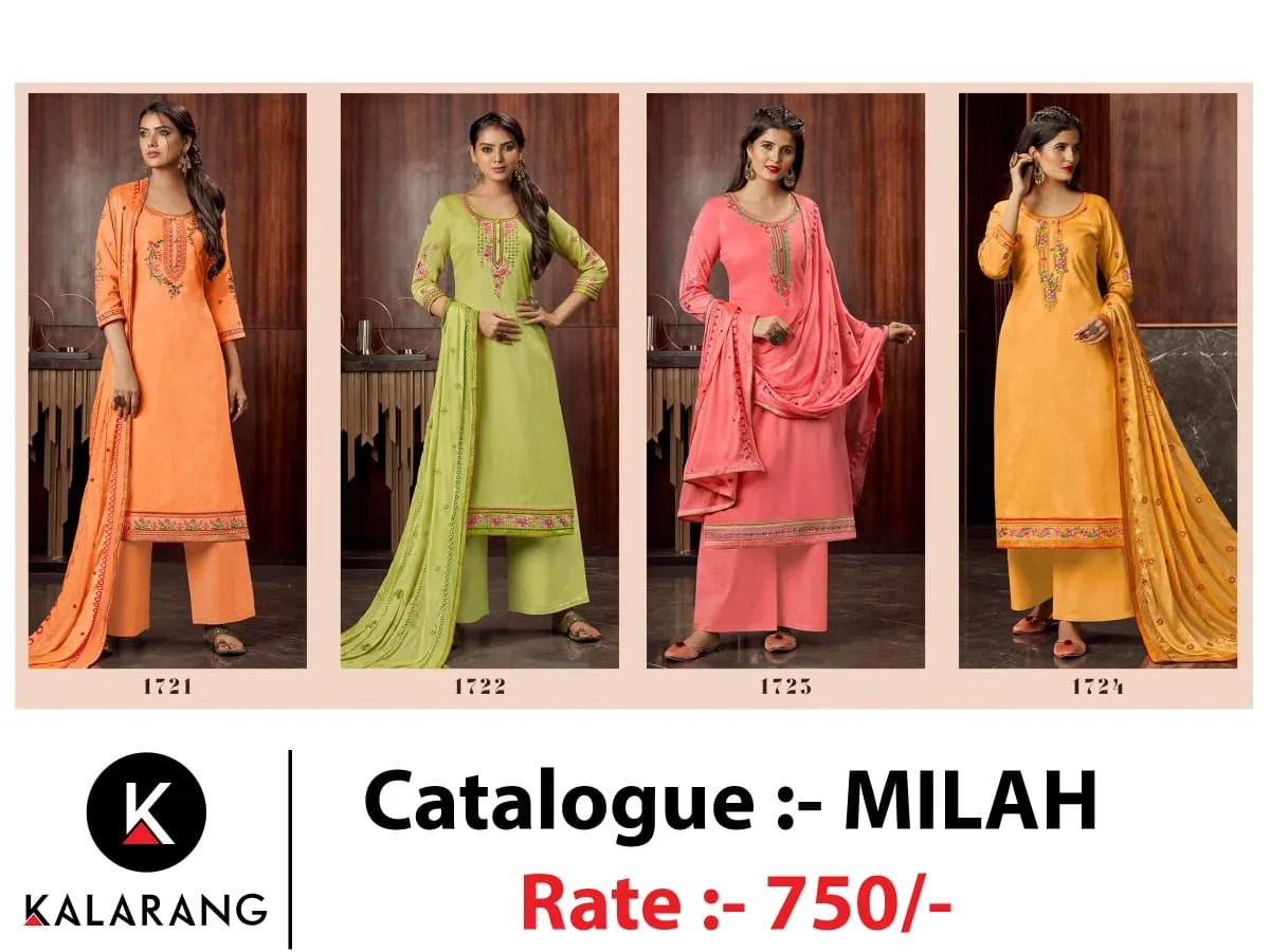 Kalarang Launched Milah Jam Silk Cotton Casual Wear Salwar Suits