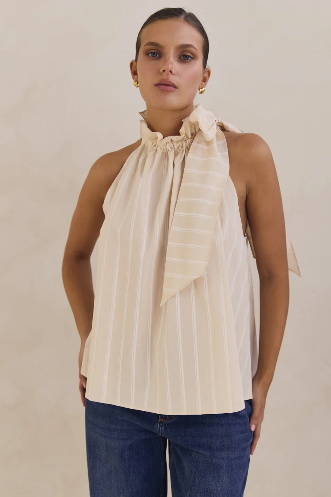 Katarina Top (Beige) HighDurabilityWeave Biodegradable Fiber Blend