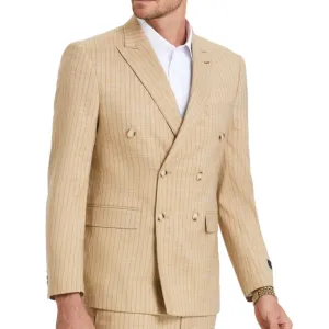 KCT Menswear Tan Glen Plaid Double-Breasted Suit - Summer Sophistication