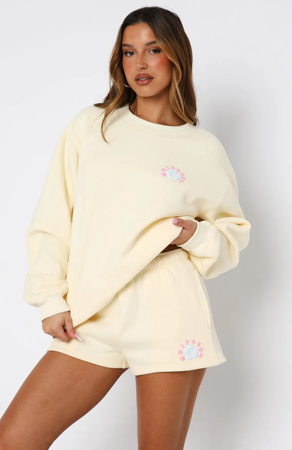 Keep Blooming Oversized Sweater Lemon Double Layered Cuffs
