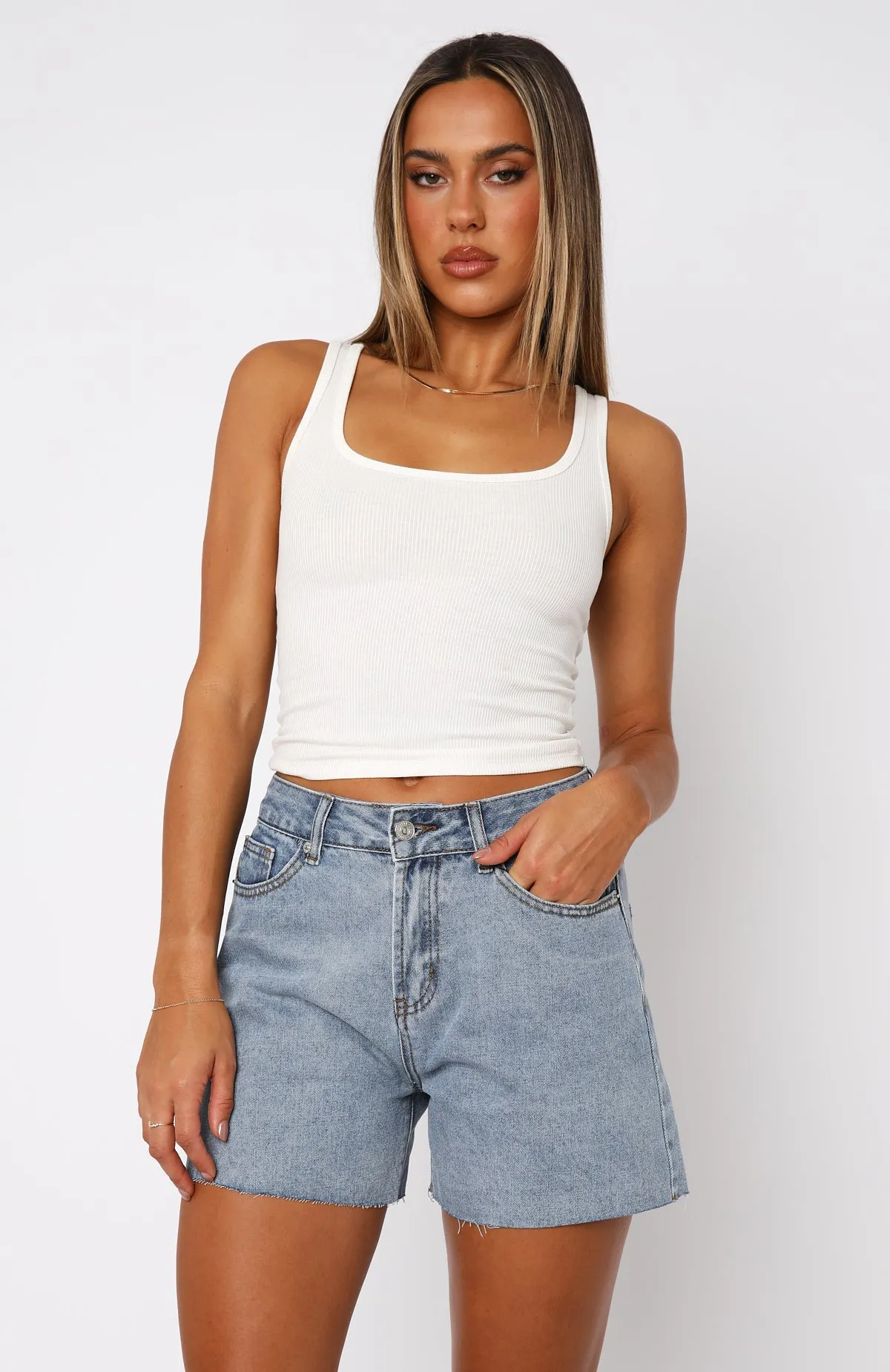 Keep It Brief Denim Shorts Blue Soft Waistband