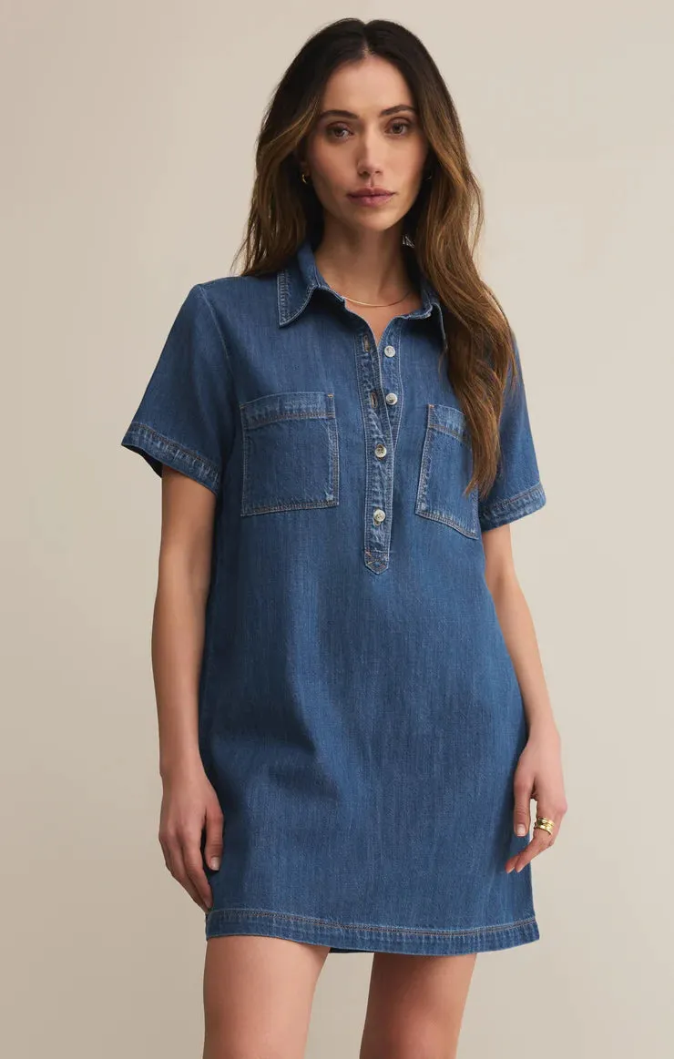 Kellie Denim Mini Dress Relaxed-fit