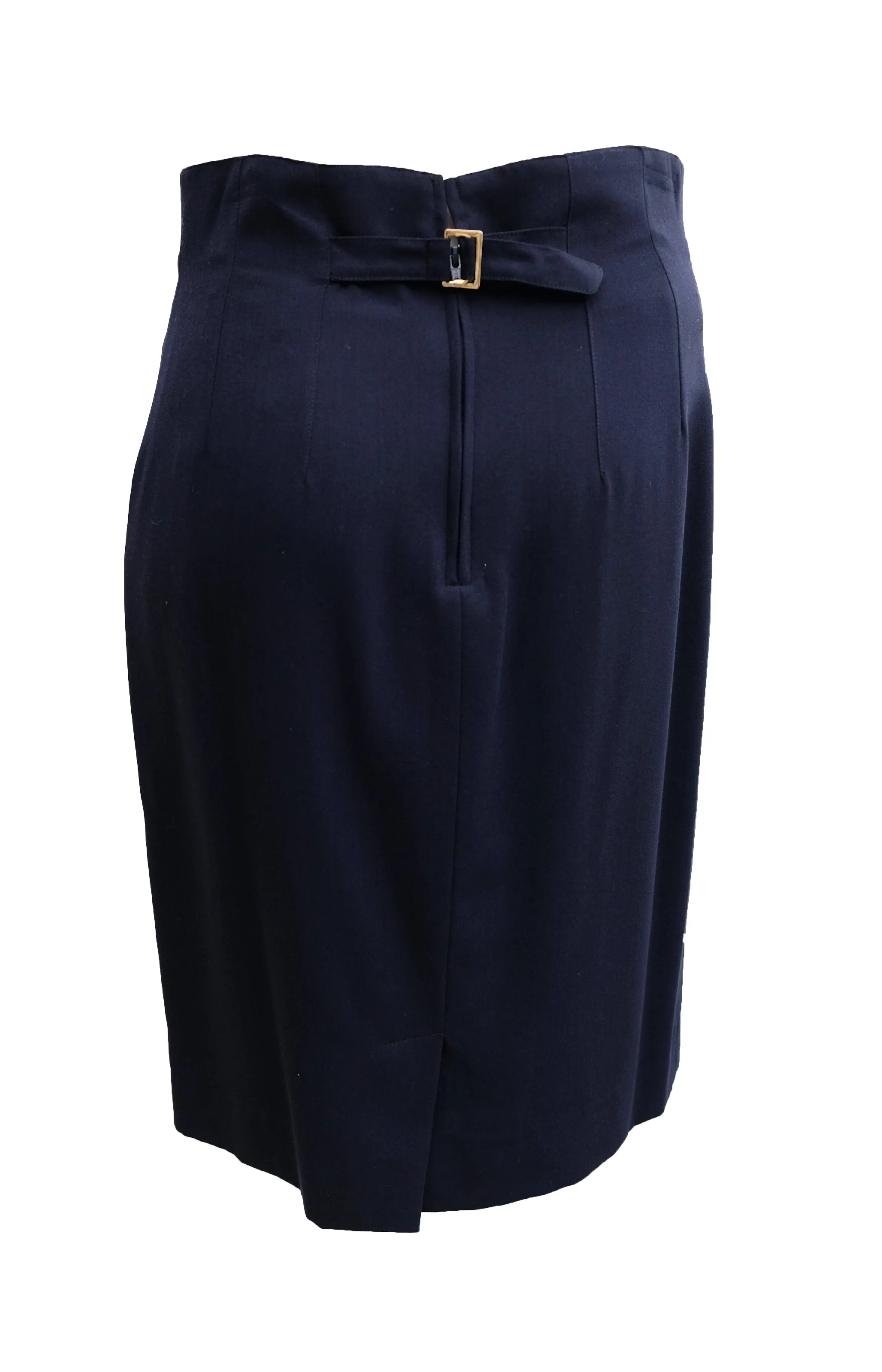 Kenzo Vintage Tailored Skirt Suit in Navy Wool, UK10-12