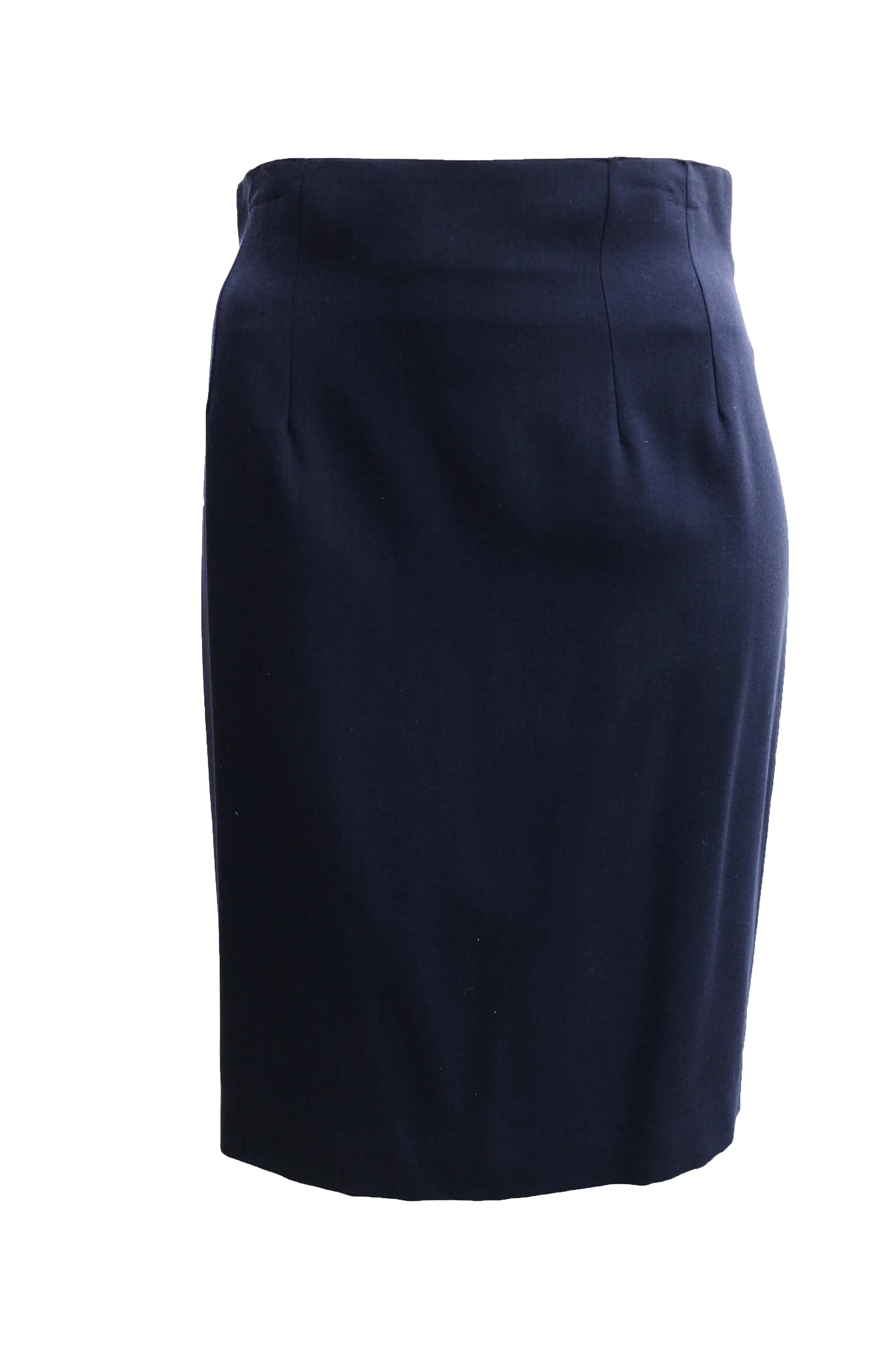 Kenzo Vintage Tailored Skirt Suit in Navy Wool, UK10-12