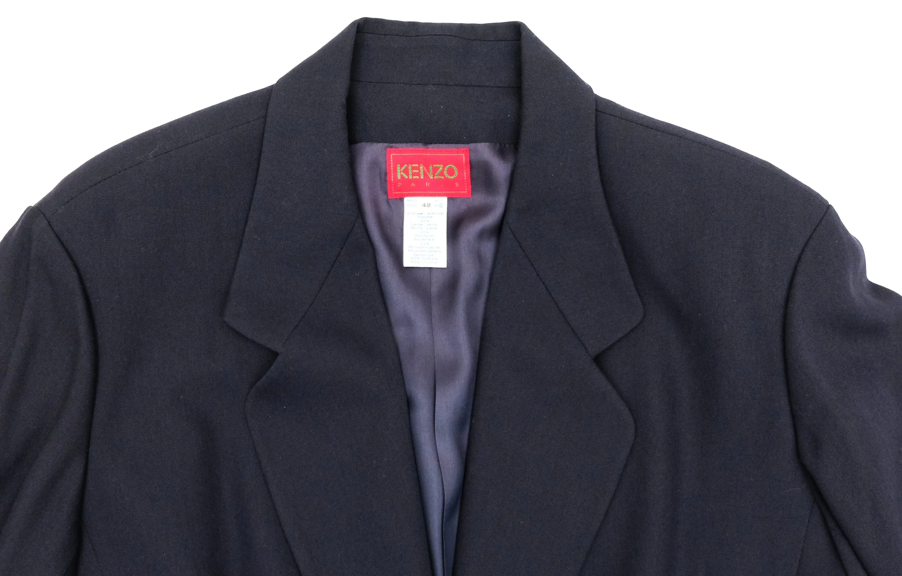 Kenzo Vintage Tailored Skirt Suit in Navy Wool, UK10-12