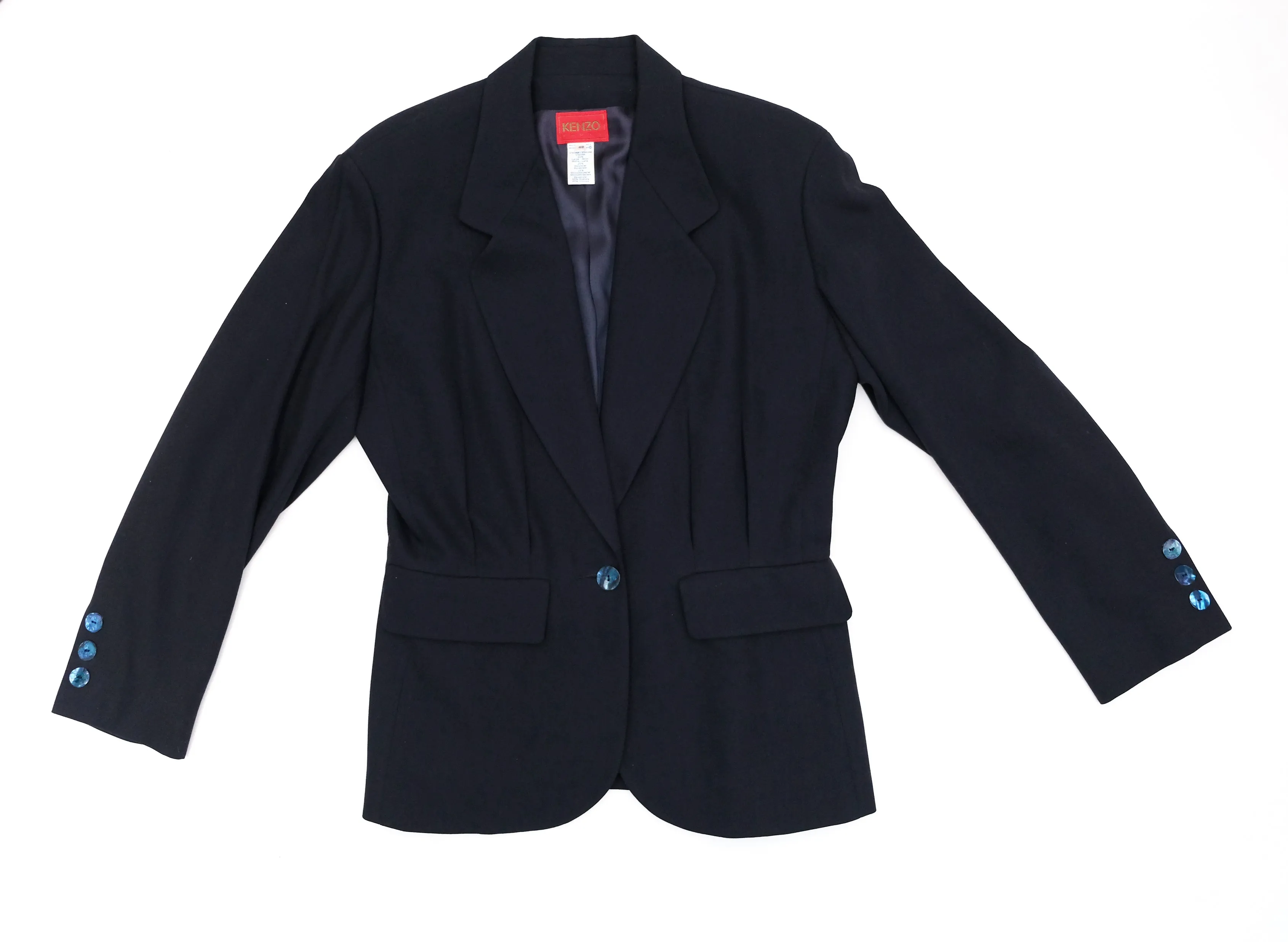 Kenzo Vintage Tailored Skirt Suit in Navy Wool, UK10-12