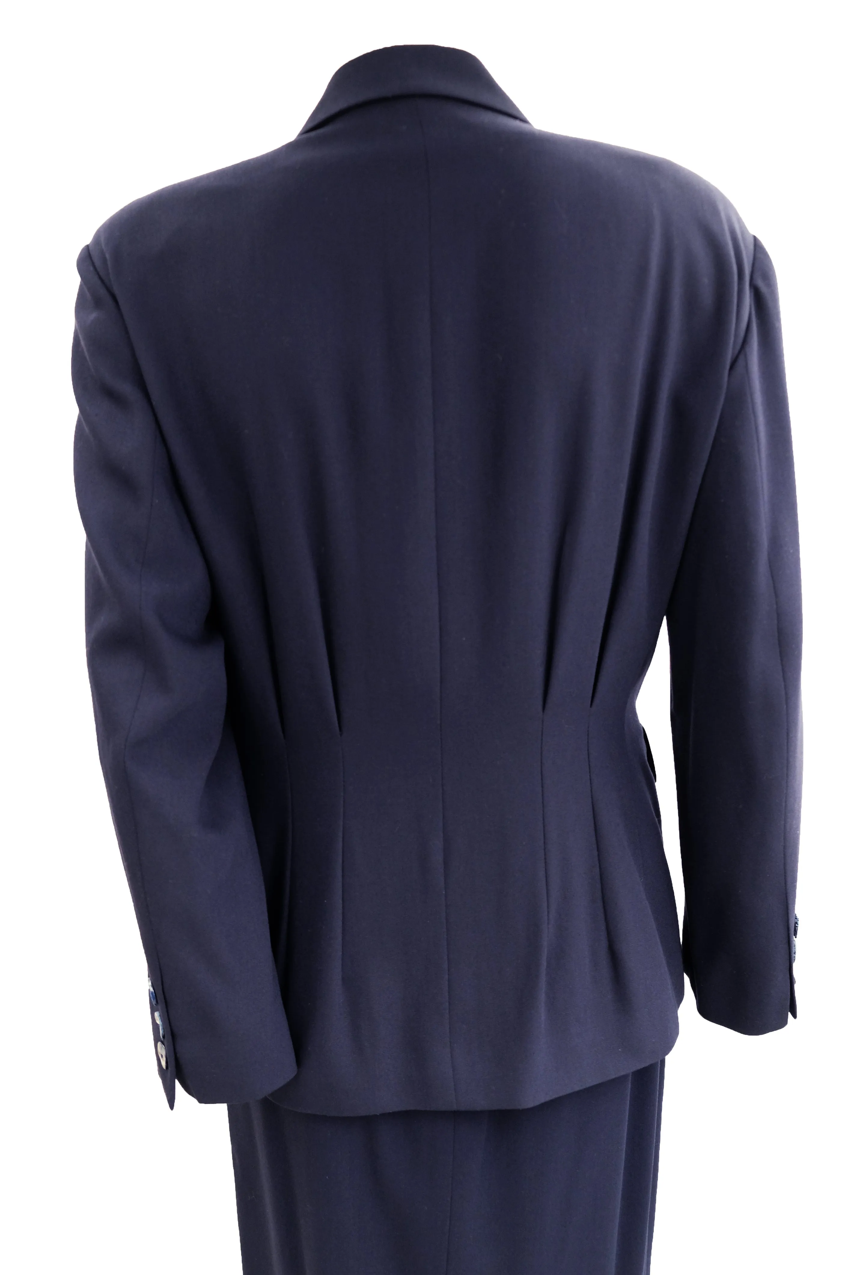 Kenzo Vintage Tailored Skirt Suit in Navy Wool, UK10-12