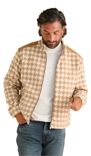 Khaki Men's Inserch  Houndstooth Bomber Jacket Style No: JS264