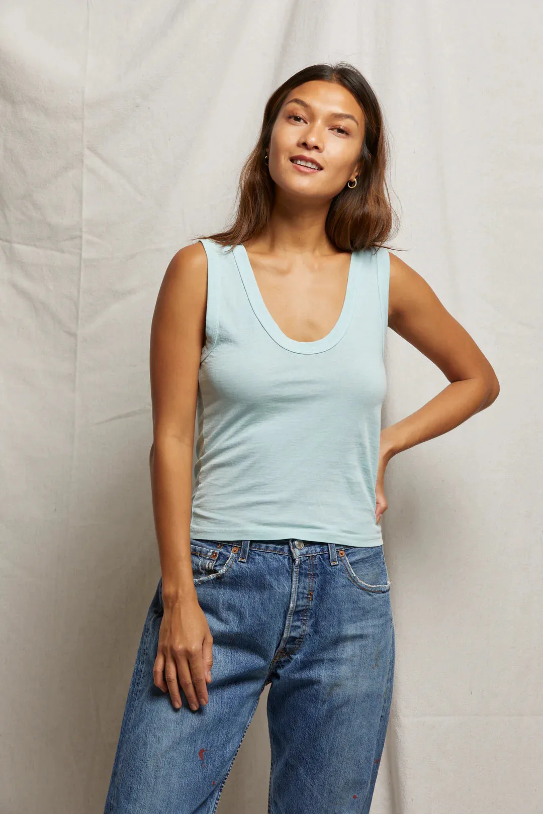 Khara Rib Scoop Tank Cool and Breezy Durable Reinforced Elbows