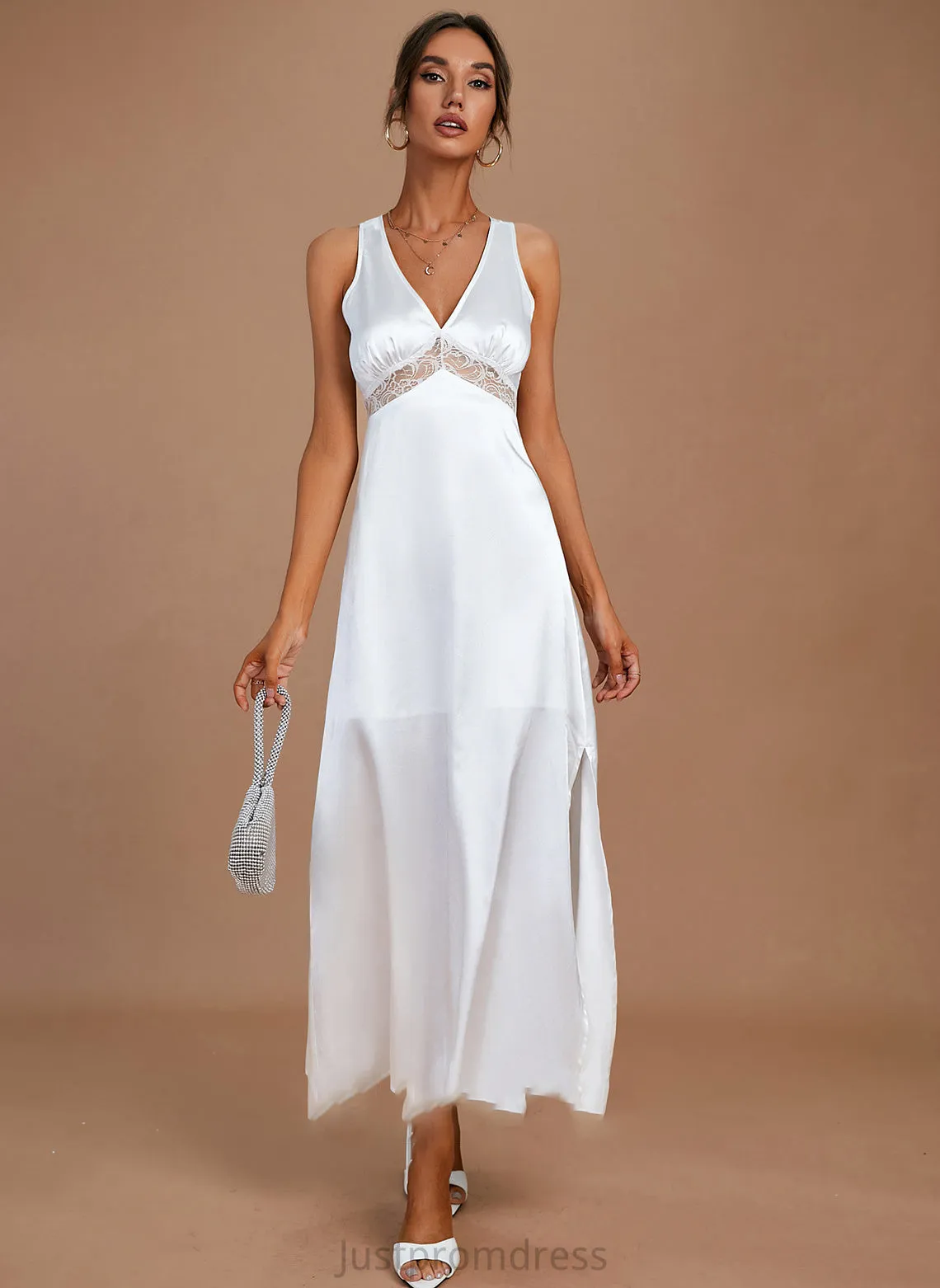Kiley Wedding Dresses Ankle-Length Wedding Sheath/Column V-neck Dress