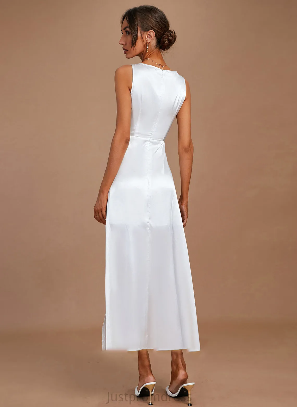 Kiley Wedding Dresses Ankle-Length Wedding Sheath/Column V-neck Dress