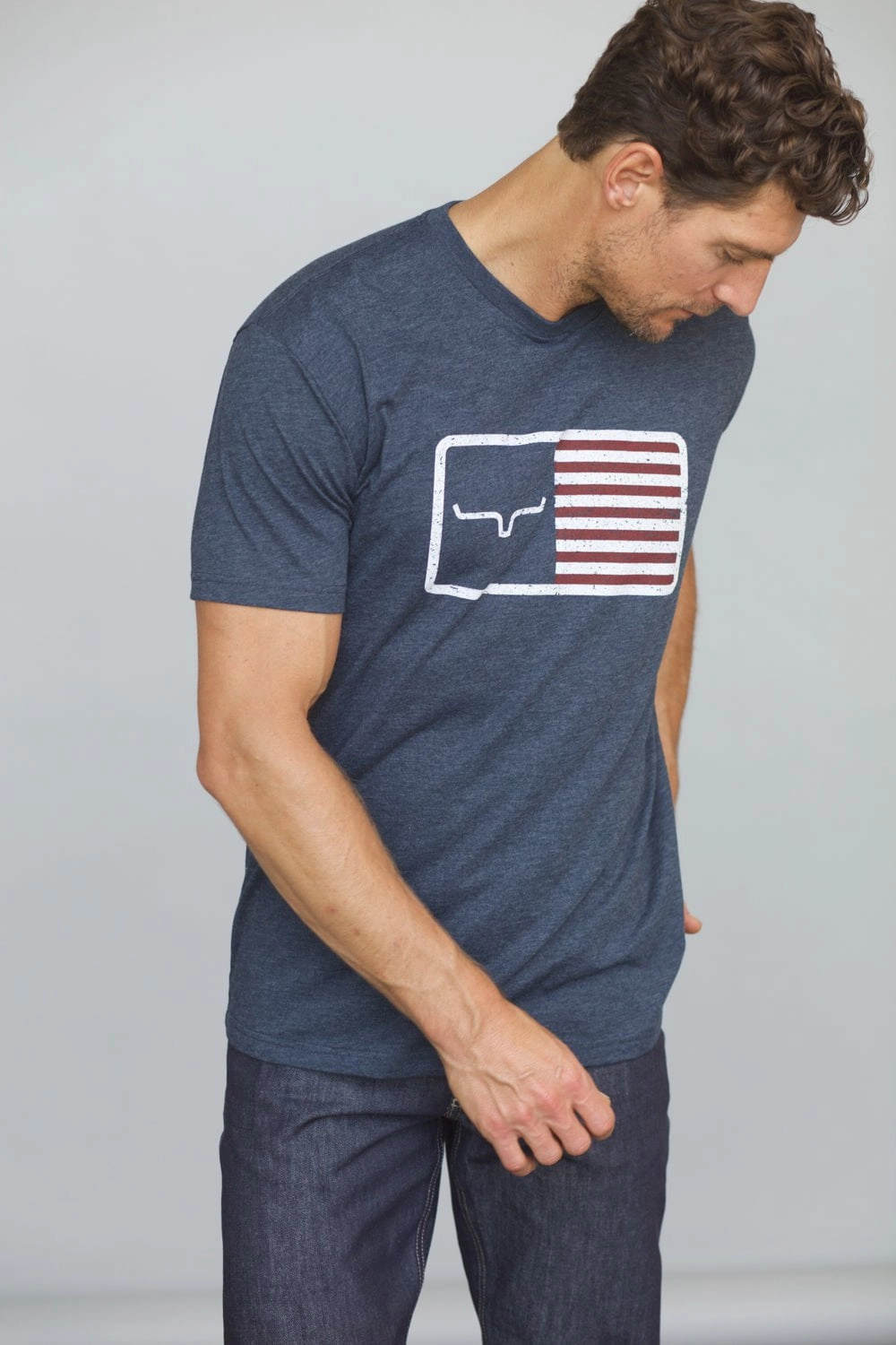 Stretch Fit Kimes Ranch Mens American Trucker Tee Navy Cotton Blend S/S T-Shirt
