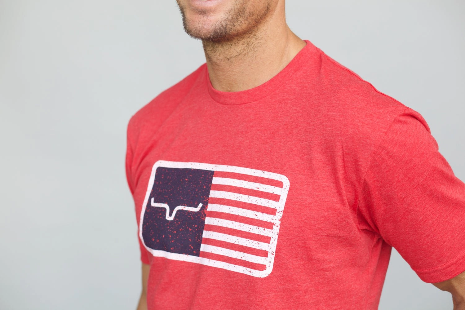 Seasonal Casual Casual Vibe Wear Kimes Ranch Mens American Trucker Tee Red Cotton Blend S/S T-Shirt