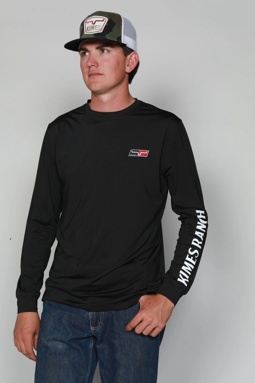 Chill Wear Kimes Ranch Mens K1 Tech Tee Black Polyester Blend L/S T-Shirt