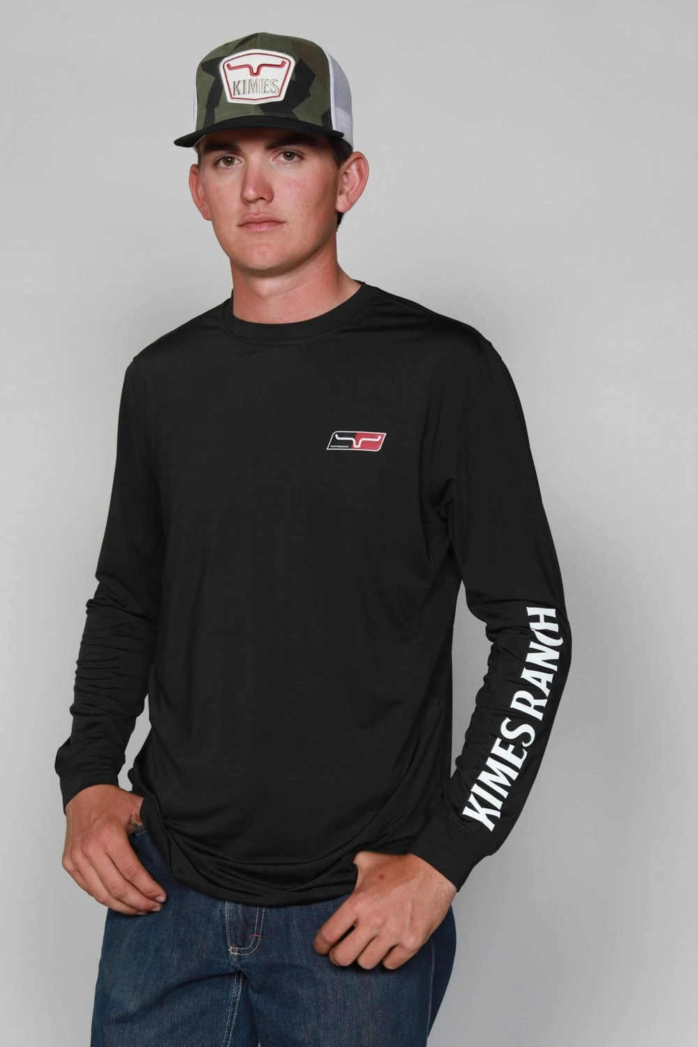 Kimes Ranch Mens K1 Tech Tee Black Polyester Blend L/S T-Shirt Vintage Style Trendy designs