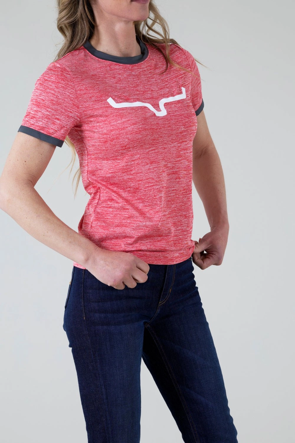 Light Option Tall Length Kimes Ranch Womens Steadfast Ringer Tee Red Heather Poly/Spandex S/S T-Shirt