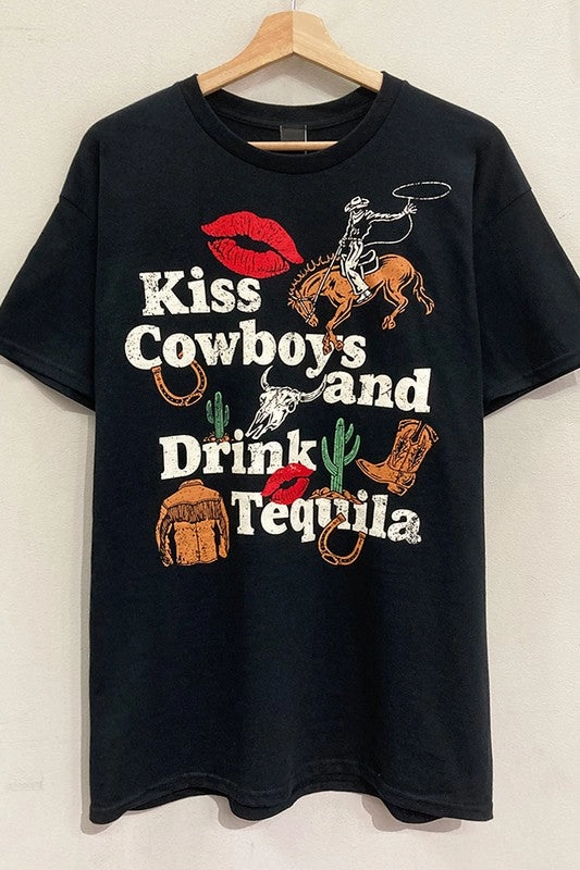 Kiss Cowboys Graphic Tee S-XL HighCollar Design Durable Fiber Blend
