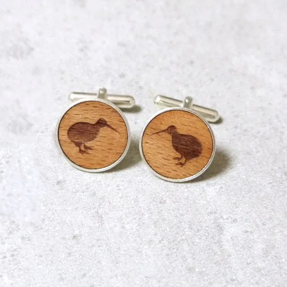 Kiwi Bird Provenance Wood Cufflinks