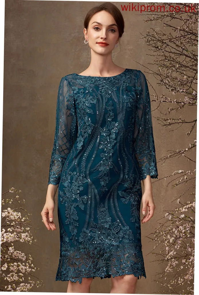 Knee-Length Sequins Lace Neck With Bride Dress Sheath/Column Mother of the Bride Dresses the Joanne of Scoop Mother
