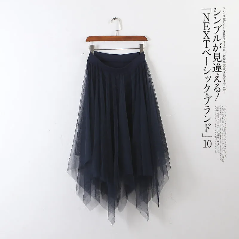 KoreaMesh Skirt Niche Modal Women Summer Lace Flare Skirt