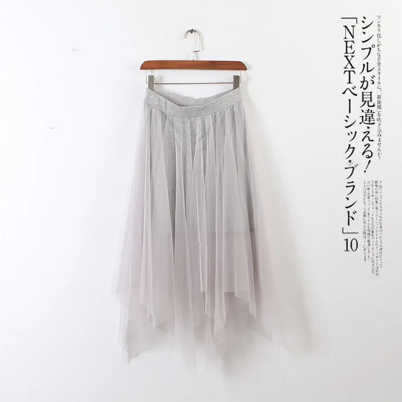 KoreaMesh Skirt Niche Modal Women Summer Lace Flare Skirt