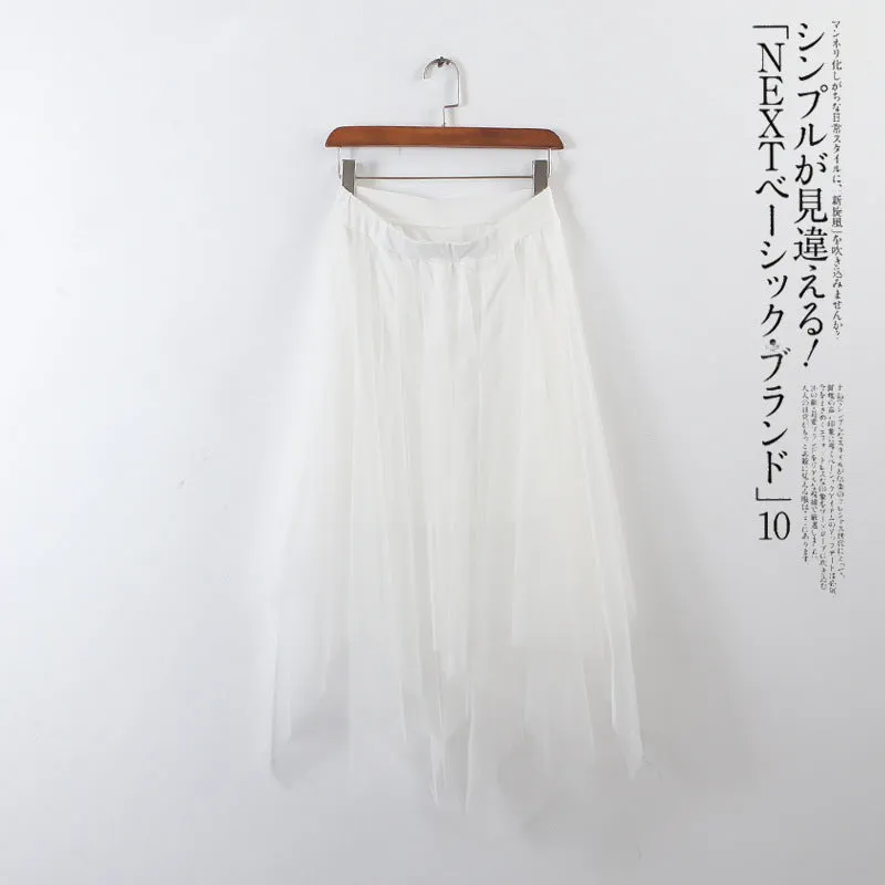 KoreaMesh Skirt Niche Modal Women Summer Lace Flare Skirt