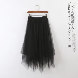 KoreaMesh Skirt Niche Modal Women Summer Lace Flare Skirt