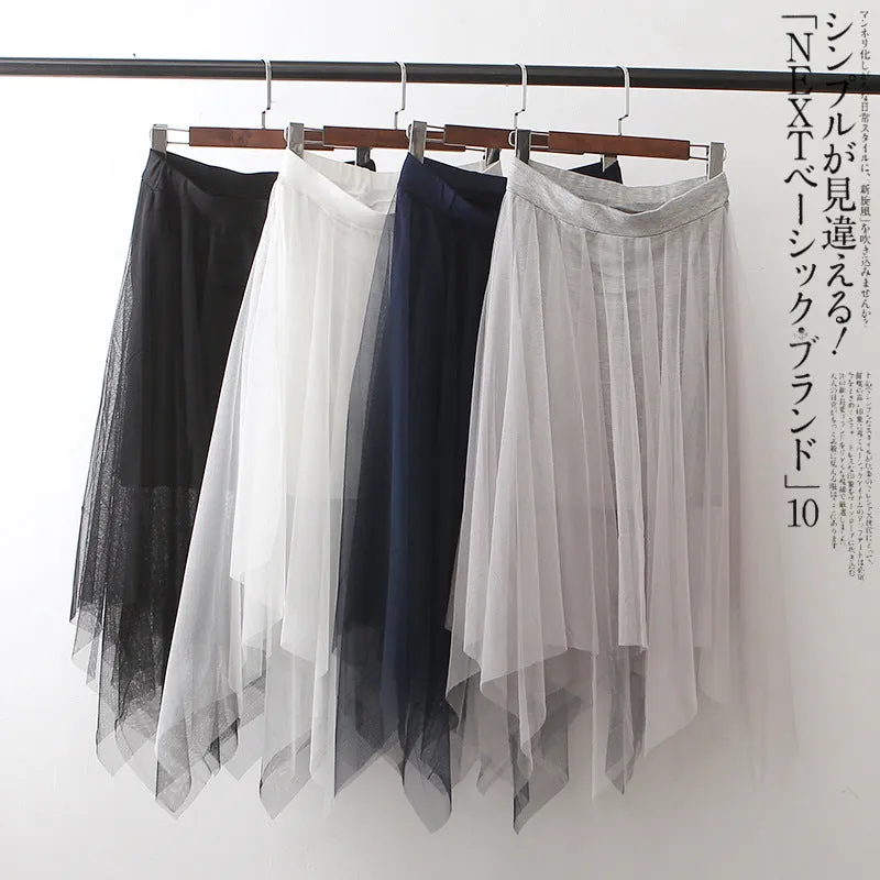 KoreaMesh Skirt Niche Modal Women Summer Lace Flare Skirt