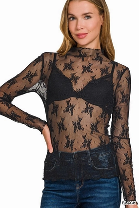 Kori Lace See-through Layering Top AntiSnag Fabric UVProtectionCoating