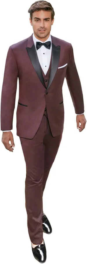 Kromoc Men's 3 Piece Suits Slim Fit Casual One Button Suits Solid Jacket Waistcoat Trousers