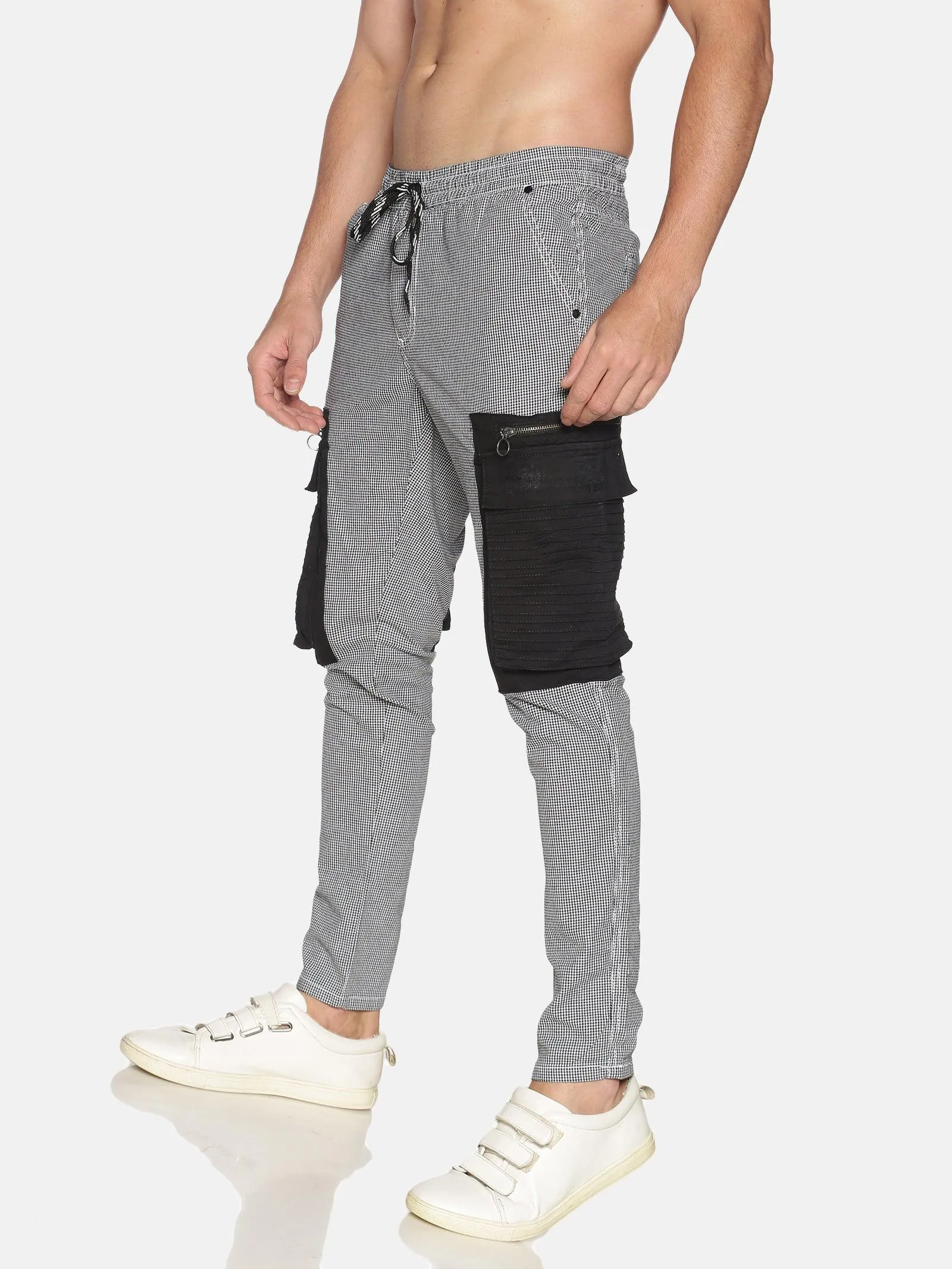 Kultprit Men's Trouser With Cargo Pocket, Drawstring & Zipper