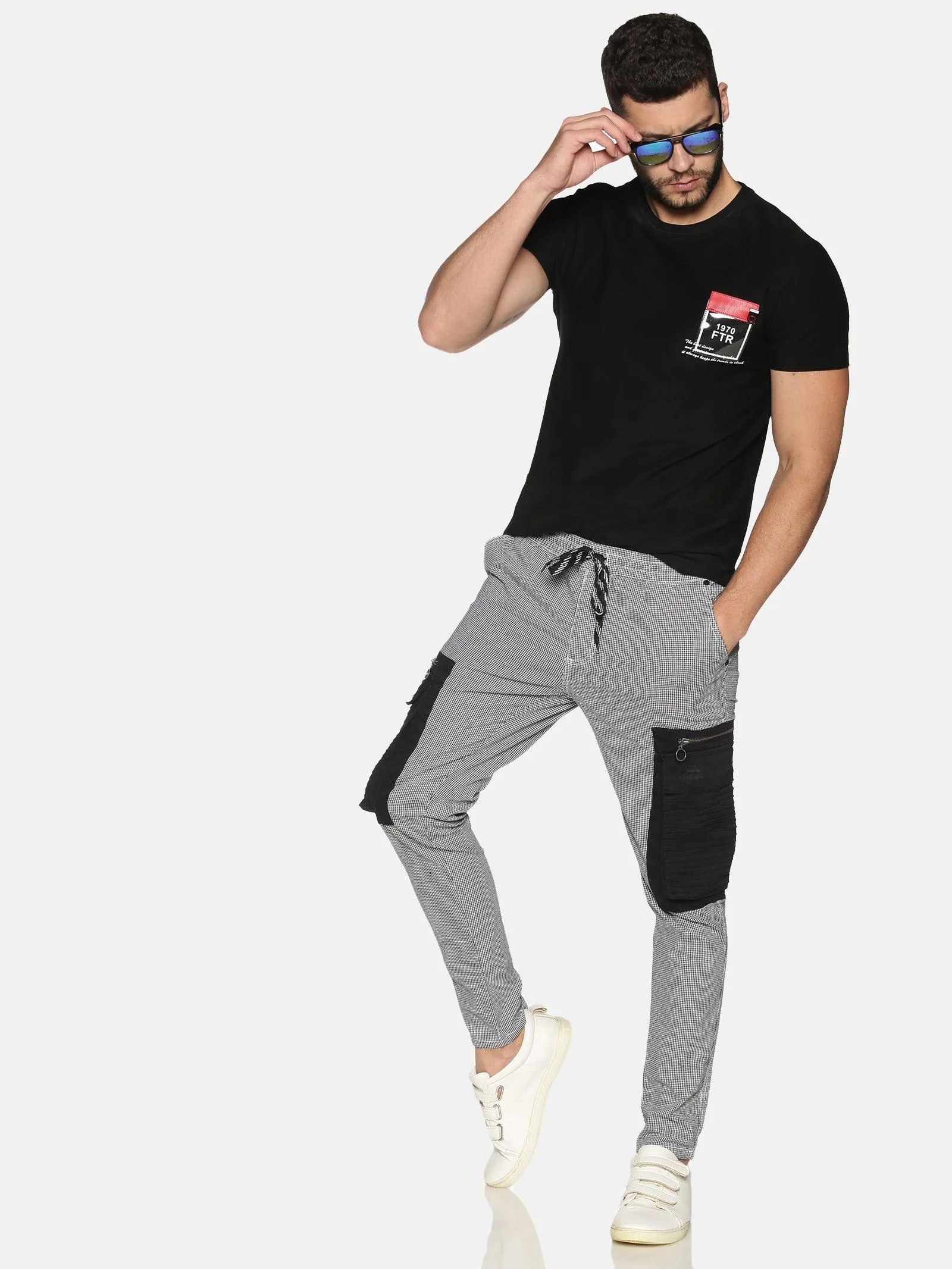 Kultprit Men's Trouser With Cargo Pocket, Drawstring & Zipper