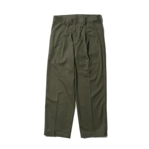 KUON Brushed Drill Single Pleated Trousers Olive