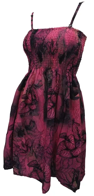 La Leela 100% Cotton Leafy Casual Backless Short Tube Dress Maxi Skirt Women