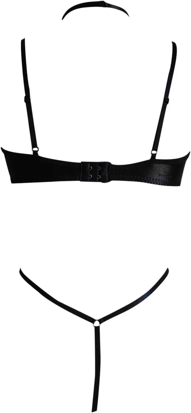 Lace Lingerie for Women Set Three Piece Underwear Sleepwear Steel Chain Linked