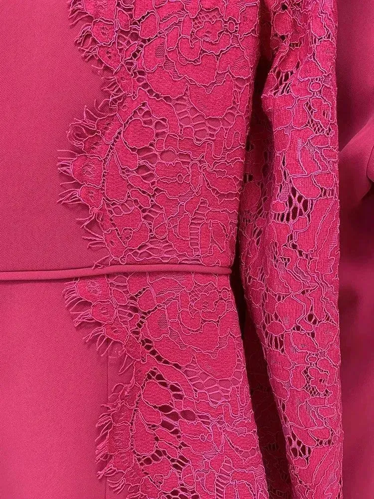 Lace Patchwork Women Pant Suit, Flared Pants