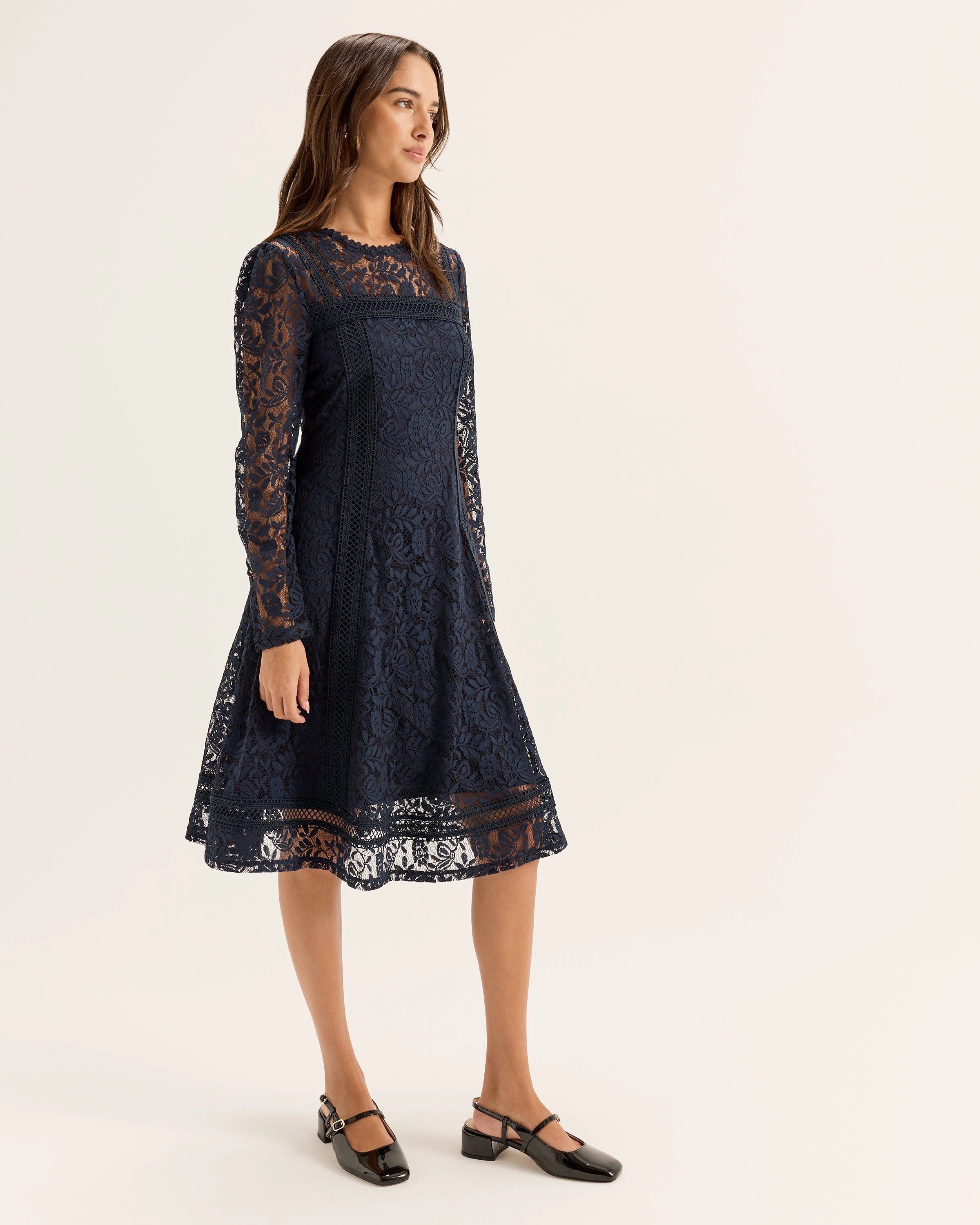 Lacie Long Sleeve Dress Contrasting Detail