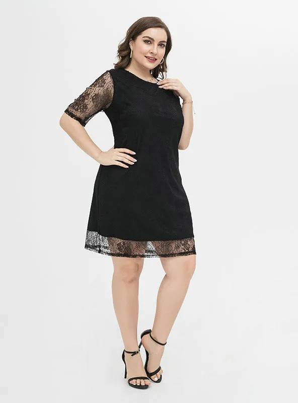 Ladies Elegant Lace Short Sleeve Dress