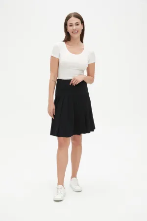 MM COTTON PLEATED SKIRT - BLACK Gentle Flow Moisture Wicking Textile