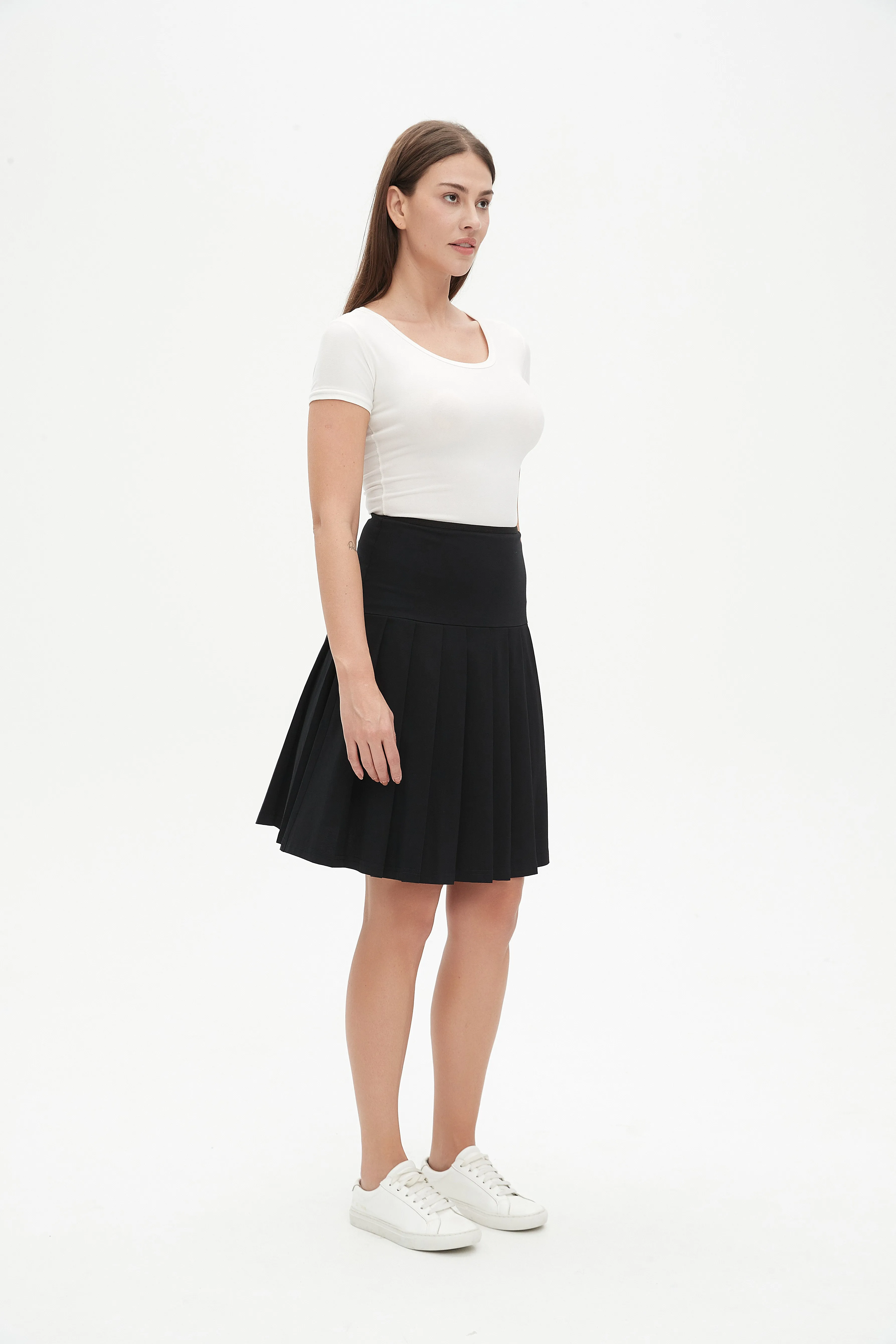 Flexible Motion MM COTTON PLEATED SKIRT - BLACK