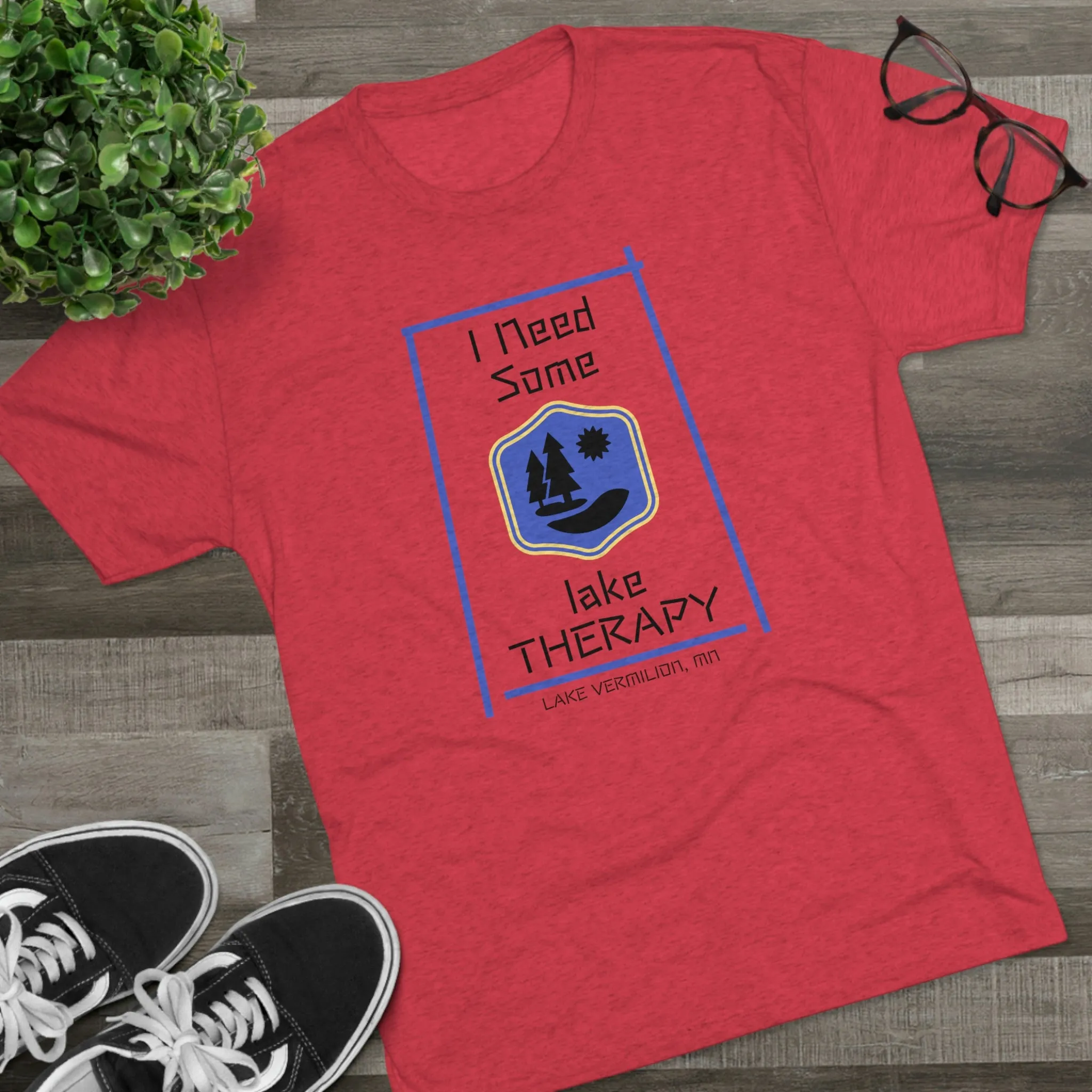 Lake Therapy - Blue Accents - Lake Vermilion - Unisex Tri-Blend Crew Tee