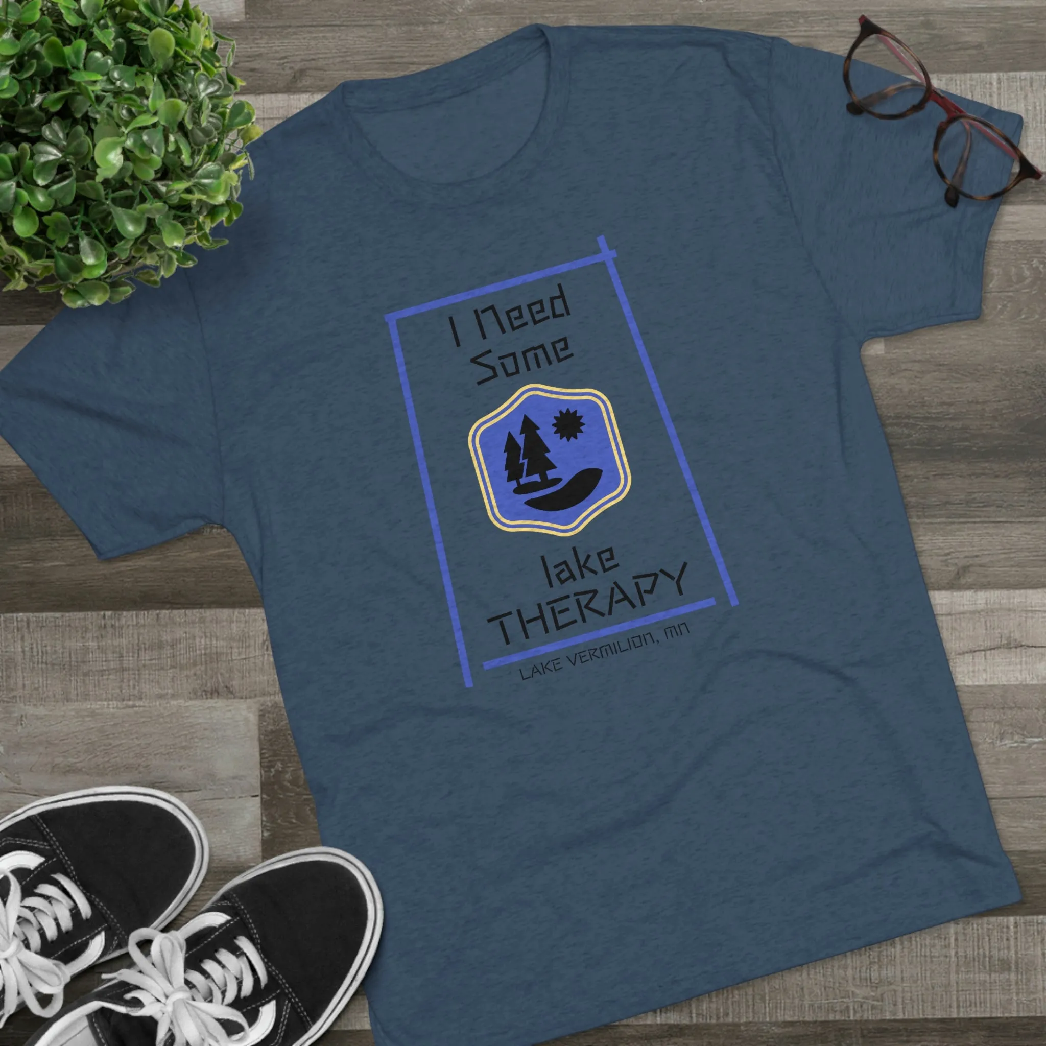 Lake Therapy - Blue Accents - Lake Vermilion - Unisex Tri-Blend Crew Tee