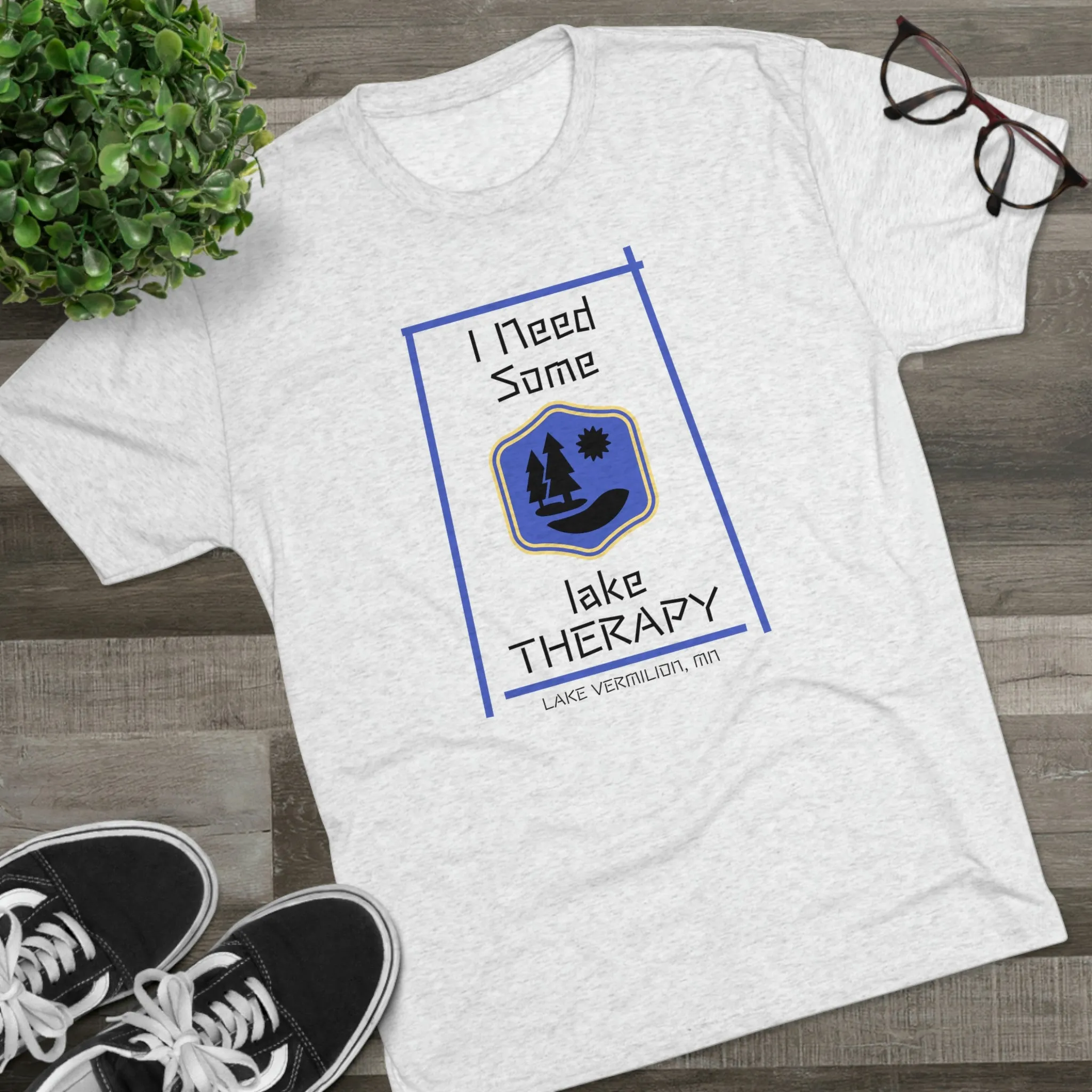 Lake Therapy - Blue Accents - Lake Vermilion - Unisex Tri-Blend Crew Tee