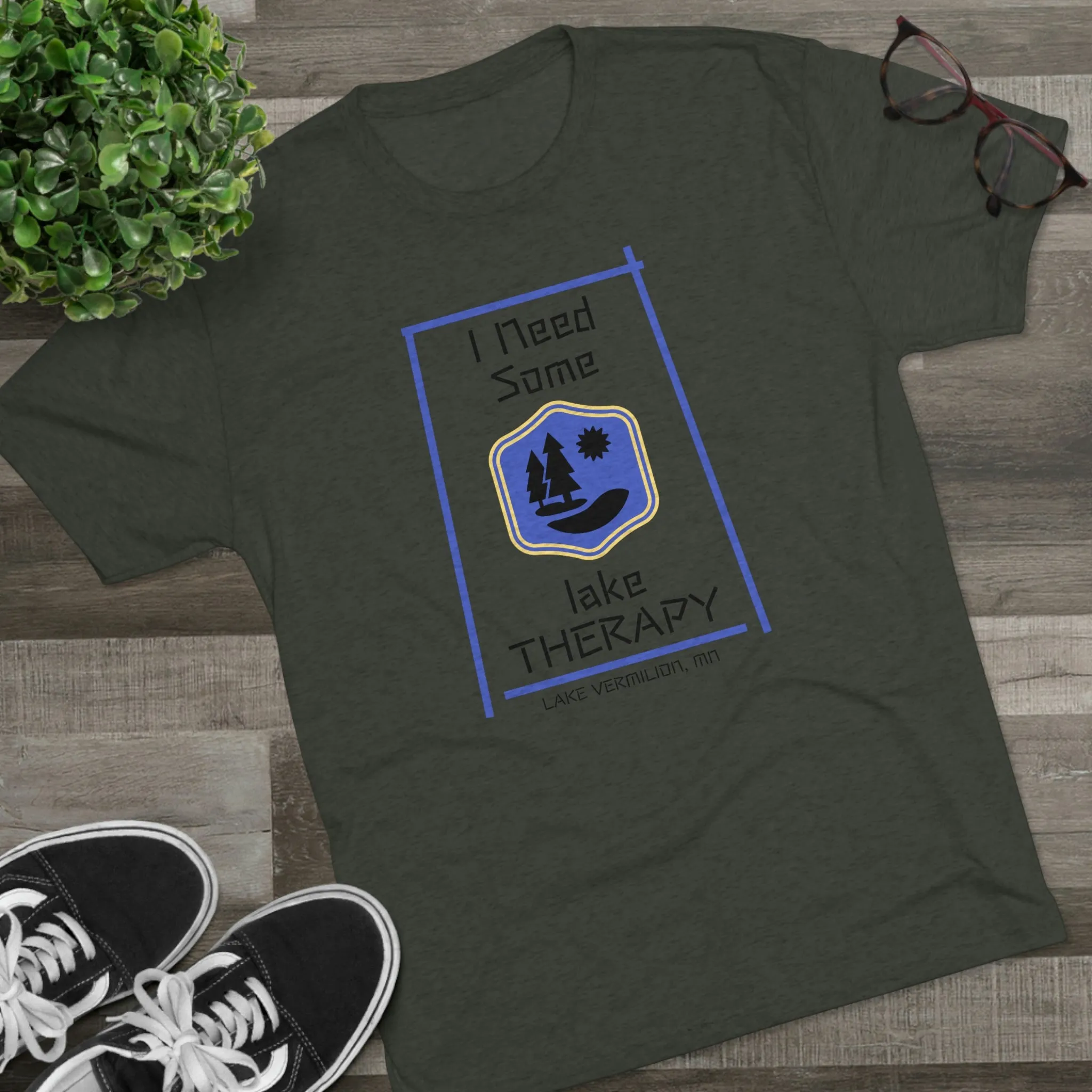 Lake Therapy - Blue Accents - Lake Vermilion - Unisex Tri-Blend Crew Tee