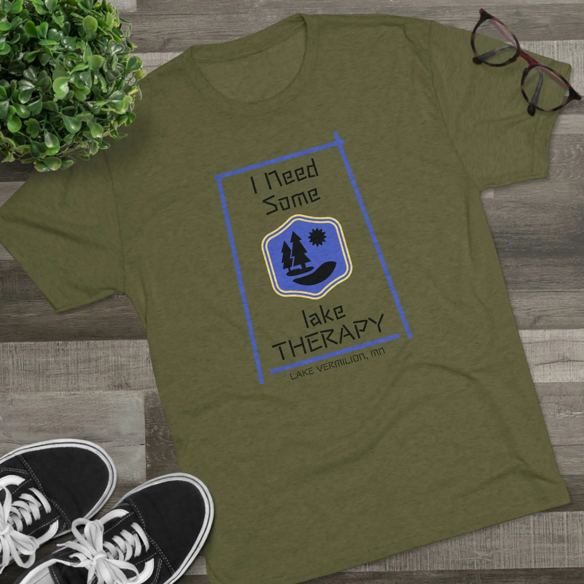 Lake Therapy - Blue Accents - Lake Vermilion - Unisex Tri-Blend Crew Tee